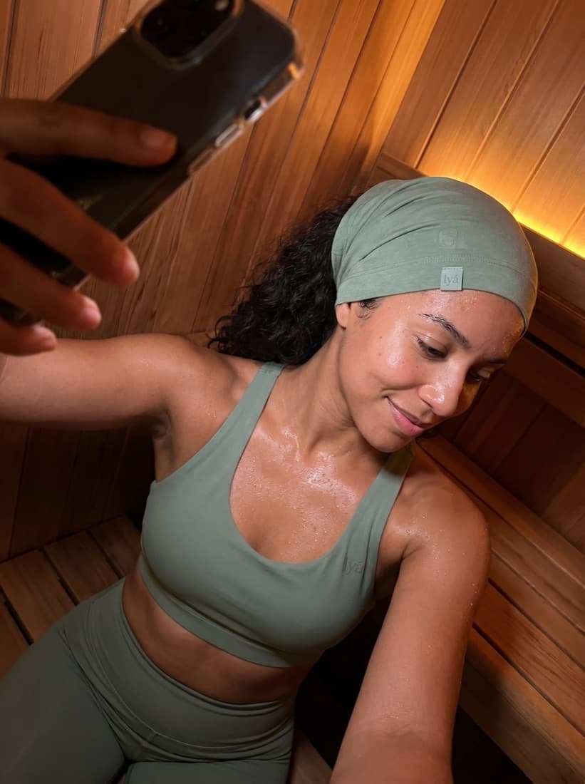 Wearing the cover inside a sauna